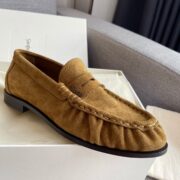 Saint Laurent Suede Cassandre Penny Loafers