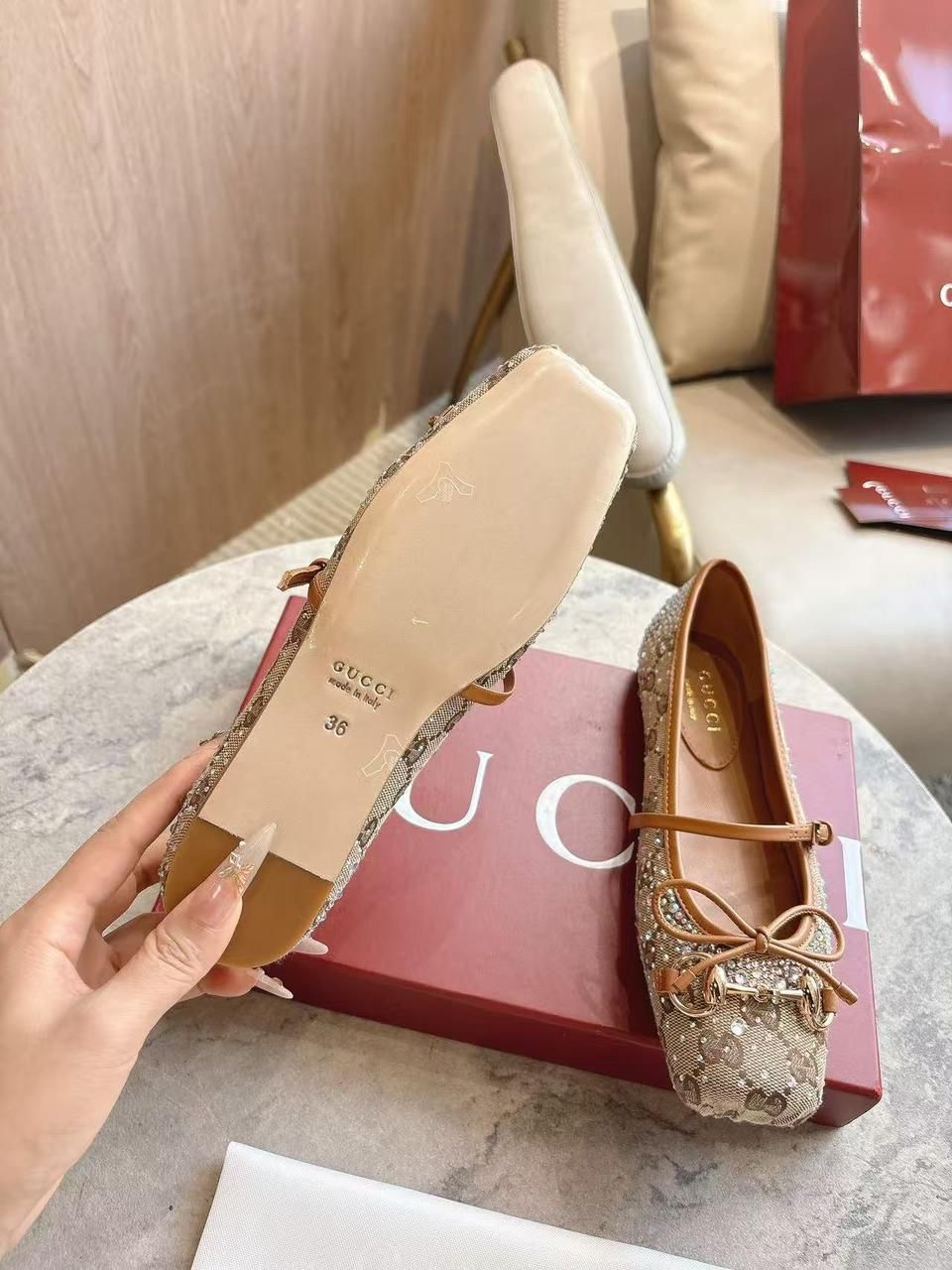 Gucci Gg Crystal Horsebit Ballet - Image 3