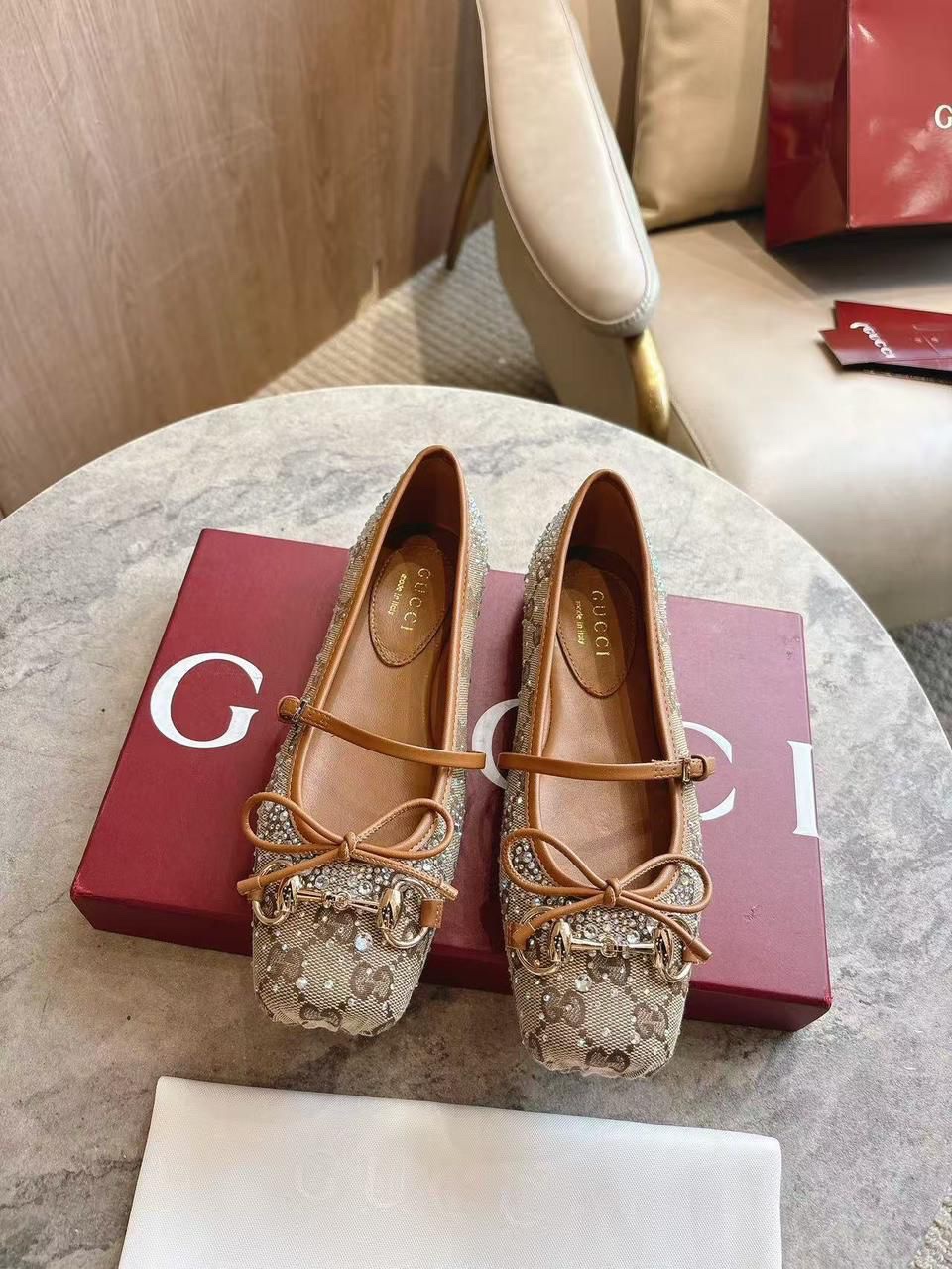 Gucci Gg Crystal Horsebit Ballet