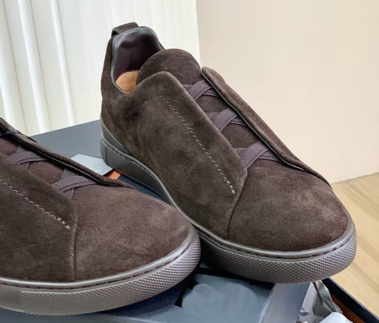 Zegna triple stitch suede