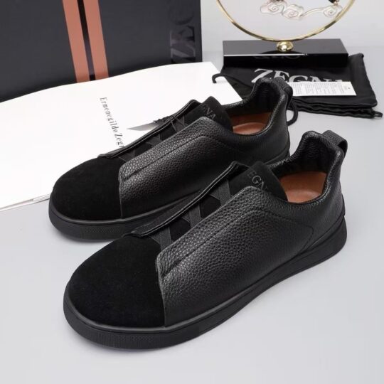 Zegna triple stitch suede + leather