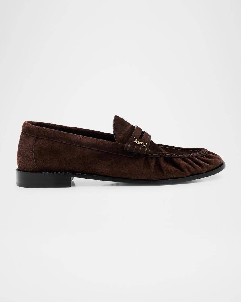 Saint Laurent Suede Cassandre Penny Loafers - Image 2